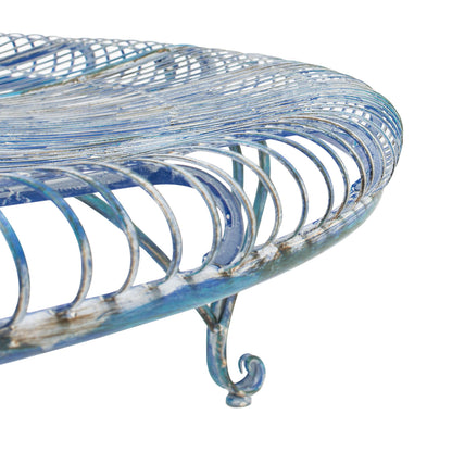 SAFAVIEH Outdoor - Ally Iron Tree Bench - Mossy Blue Iron Metal - Curved Scrollwork Garden Design - Ideal for Patio, Deck, Porch, Garden, 17.5" Seat Height (PAT5019C)
