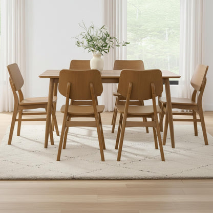 Alaterre Furniture Calais Mid Century Modern Dining Chairs Set of 6 - Solid Wood Chair Set with Armless Design - Mid Century Modern Furniture for Dining Room and Kitchen (Pecan Finish)