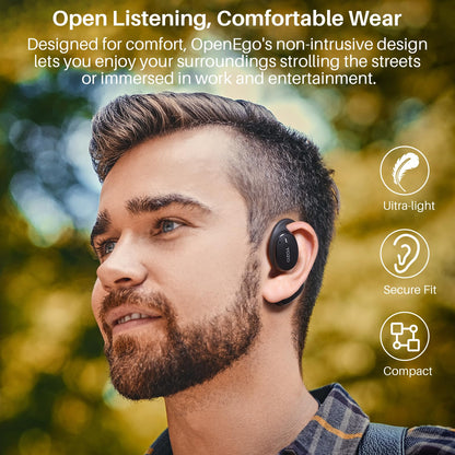 TOZO OpenEgo Open Ear Earbuds Bluetooth Headphones, 5.3 Bluetooth Sport Earbuds with Earhooks for 80Hrs Playtime,32 EQ Modes, Digital Display, Clear Calls, Comfortable Wear for Running, Work, Black