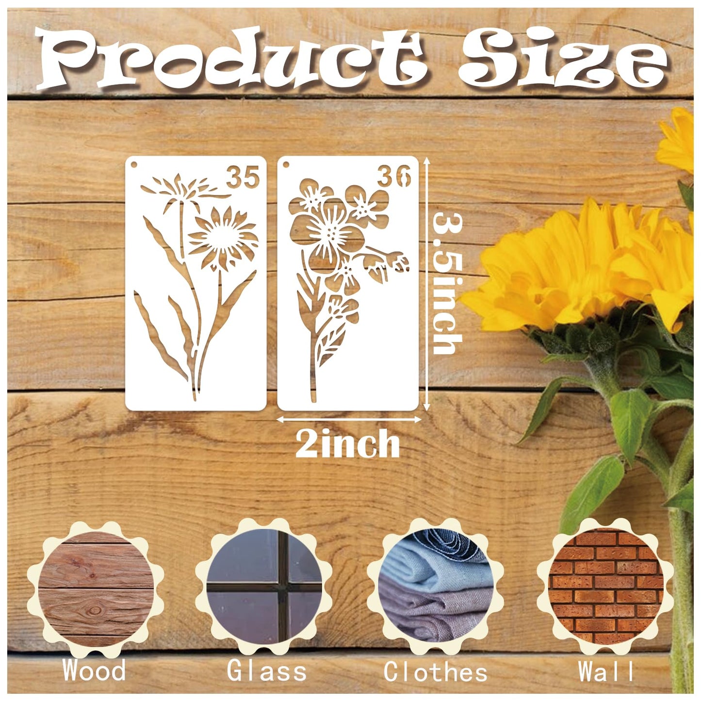 60pcs Small Floral Stencils for Painting on Wood Reusable Flower Wildflower Stencil Templates for Crafts Vine Herb Botanical Leaf Plant Stencils for Drawing on Wall Canvas Furniture(floral60)