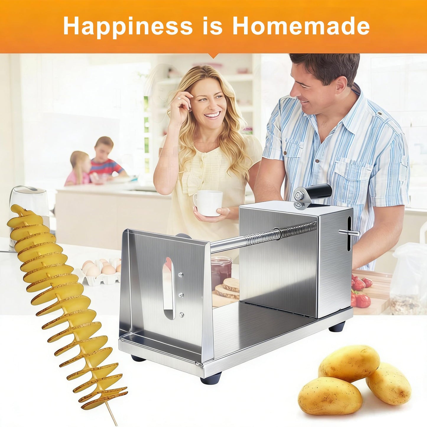 Tornado Potato Spiral Cutter, METLUCK Manual Stainless Steel Potatoes Twister Slicer
