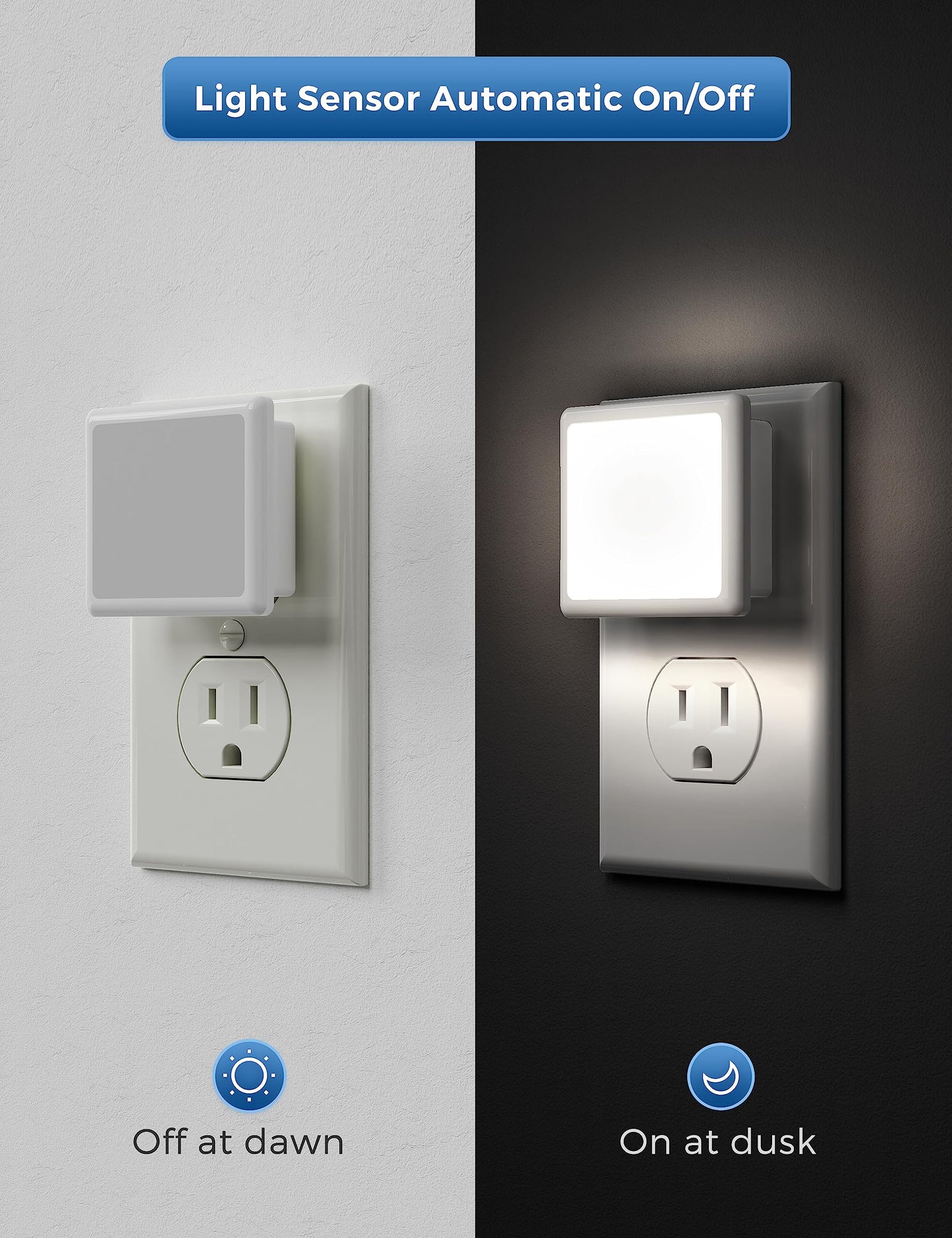 L LOHAS LED Night Lights Plug into Wall, [6-Pack] Plug in Night Light, Dusk-to-Dawn Sensor, 3000K Soft White 0.3W Bright Nightlight Auto-On/Off for Adults Kids Room Bedroom Bathroom Hallway Kitchen