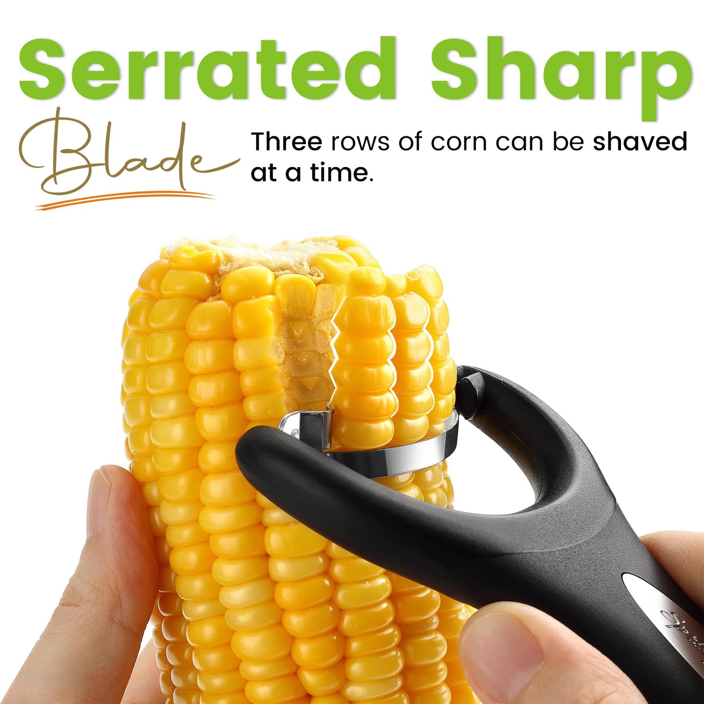 Spring Chef Stainless Steel Corn Peeler – Corn on the Cob Stripper Tool – Durable & Efficient Kernel Remover Tool – Easy to Use Kernel Cutter - Dishwasher Safe Kitchen Gadget - Set of 2 - Black