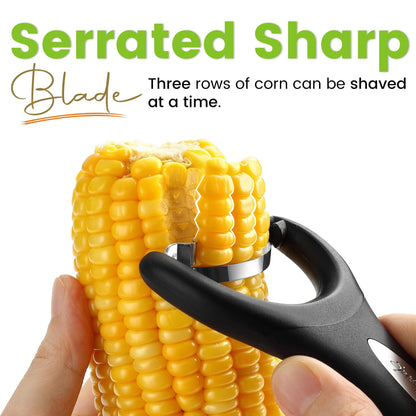 Spring Chef Stainless Steel Corn Peeler – Corn on the Cob Stripper Tool – Durable & Efficient Kernel Remover Tool – Easy to Use Kernel Cutter - Dishwasher Safe Kitchen Gadget - Set of 2 - Black