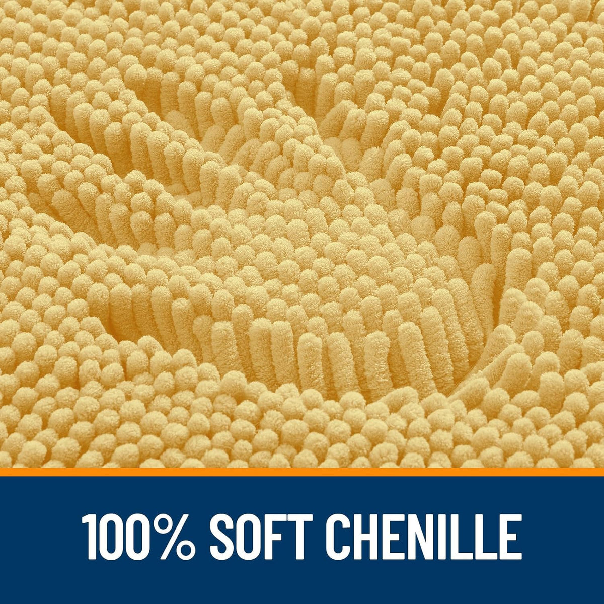 OLANLY Bathroom Runner Rugs - Extra Soft Chenille Bath Mats | Quick Dry, Machine Washable, 44x24, Yellow