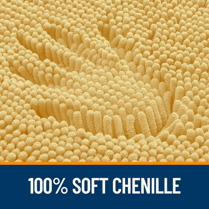 OLANLY Bathroom Runner Rugs - Extra Soft Chenille Bath Mats | Quick Dry, Machine Washable, 44x24, Yellow