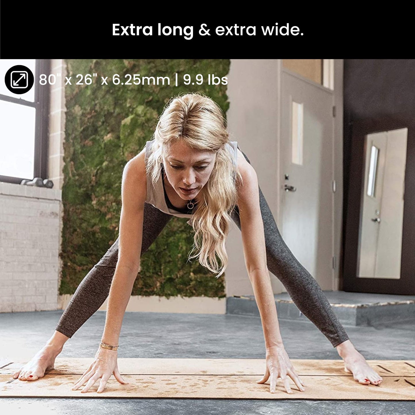 Luxury Cork Yoga Mat - Non Slip, Extra Thick Grip. Thicker, Longer, and Wider for More Comfort and Support. Tough Enough For Hot Yoga. Natural, Non Toxic, and Eco Friendly. Optional Alignment Lines.