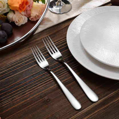KEAWELL Premium Louise Forks, Set of 4, 18/10 Stainless Steel, Forks Silverware with Round Edge, Exceptional Mirror Finish, Dishwasher Safe (8" Dinner Fork)