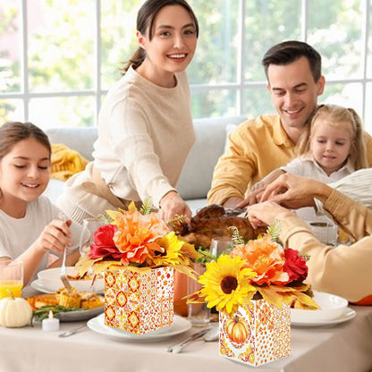 Pzhgoct Thanksgiving Centerpices for Tables Thanksgiving Table Decor with Artificial Flowers Set for Autumn Fall Office Home Farmhouse Harvest Holiday Party Centerpieces Decor (4 Sets)