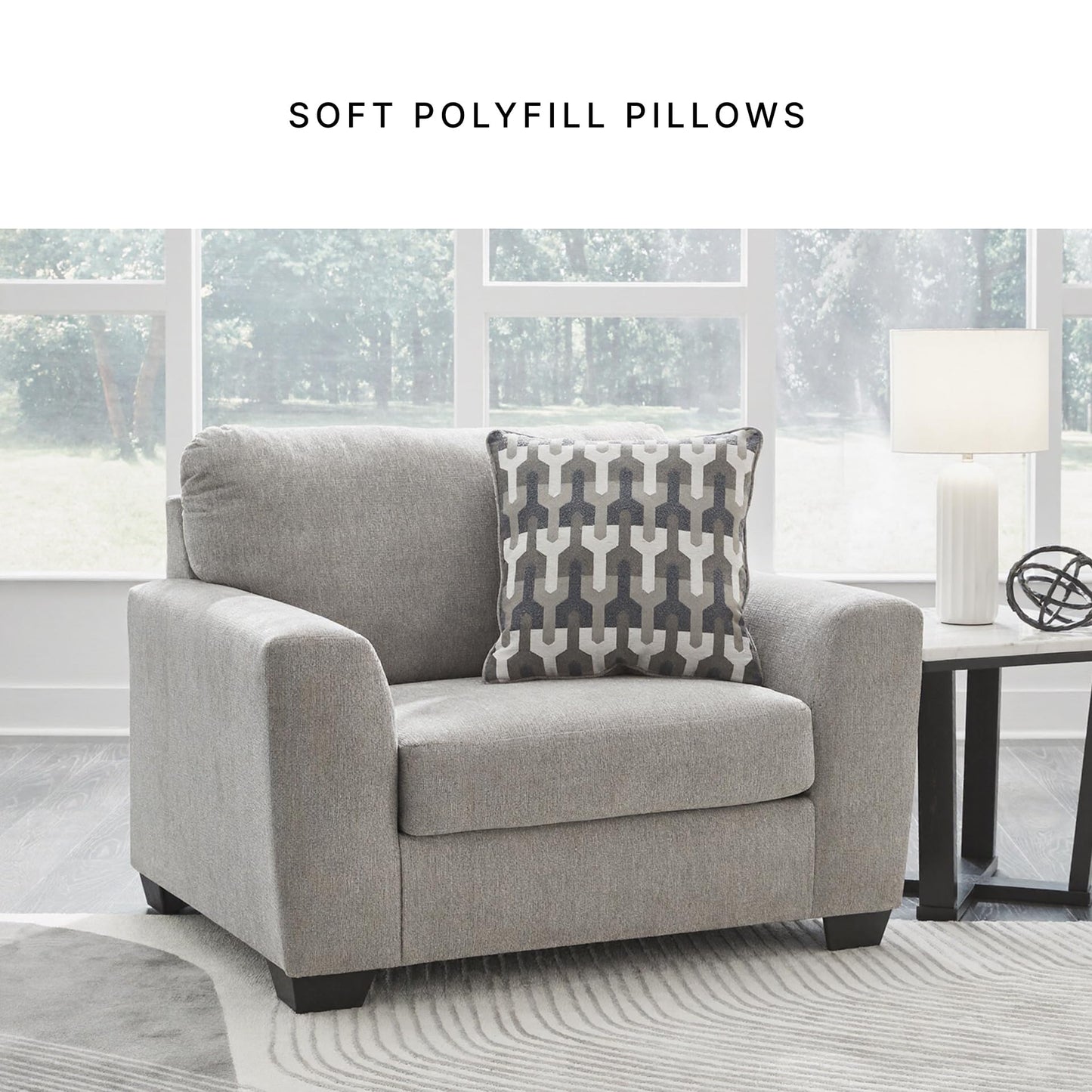 Signature Design by Ashley Avenal Park Casual Upholstered Oversized Chair with 1 Toss Pillow, Light Gray