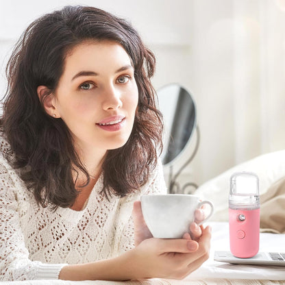 LIFKOME Hand Held Humidifier, Portable Pink Humidifier Diffuser, Face Mister for Home, Office, Travel