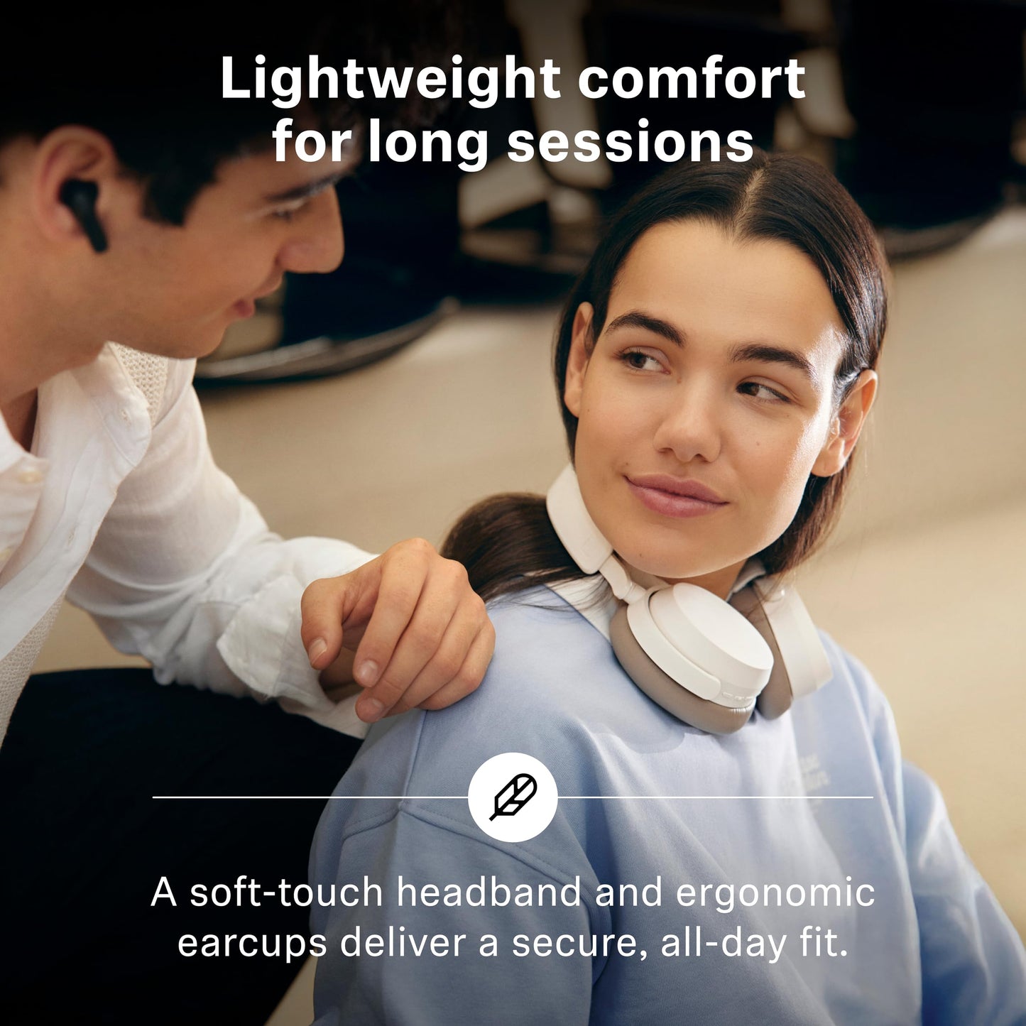 Sennheiser ACCENTUM Wireless Bluetooth Headphones – Hybrid ANC Noise Cancelling, 50‑Hour Battery, Lightweight Over‑Ear Design, Clear Calls, Travel & Work Headset, White