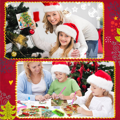 Colarr 18 Pcs Vintage Christmas Diamond Painting Greeting Card with Envelopes 5d DIY Diamond Art Snowman Santa Cards for Adults Craft Family Birthday Gifts Including 3 Pen 1 Tray 1 Sticky Wax