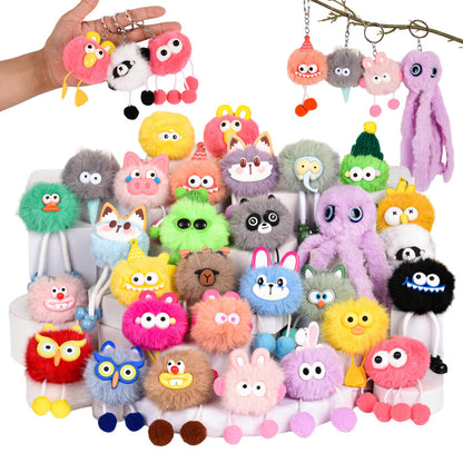 LiYiQ 30 Pcs Cute Plush Keychains Kawaii Keychain Bulk for Birthday Goodie Bags Pinata Toys Classroom Prizes Party Favors