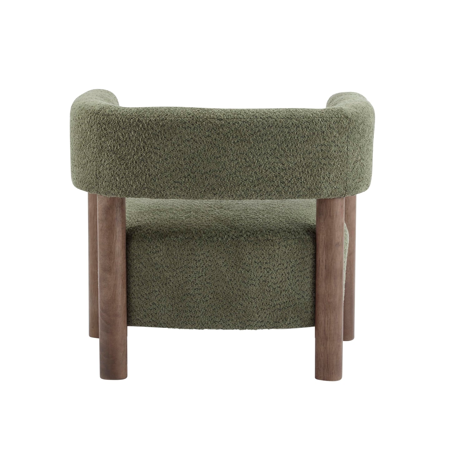 Christopher Knight Home Carly Low Profile Accent Chair, Round Backrest Side Chair, Living Room Armchair with Boucle Fabric Cushion,Comfy Reading Chair for Bedroom,Wooden Single Lounge Sofa,Olive Green