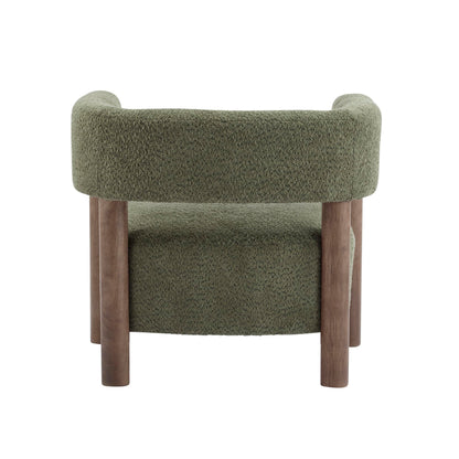 Christopher Knight Home Carly Low Profile Accent Chair, Round Backrest Side Chair, Living Room Armchair with Boucle Fabric Cushion,Comfy Reading Chair for Bedroom,Wooden Single Lounge Sofa,Olive Green