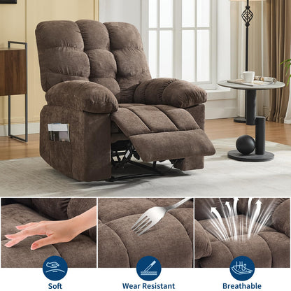 Garvee 21.4in Wide Recliner Chair,Massage & Heat Recliner Chair for Adults,Home Theater Seating with Lumbar Support,Ergonomic Breathable Fabric Nursery Rocking Chairs for Living Room