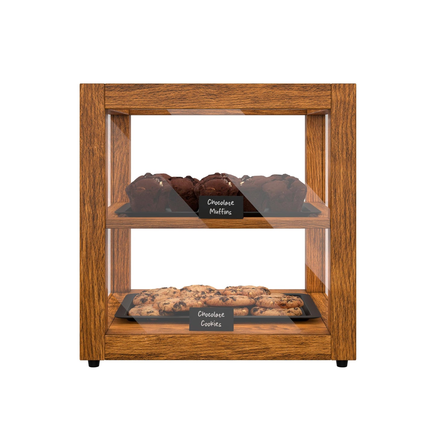 KoolMore 15 in. Light Wood Countertop Dry Bakery Display Case, Pastry, Cake and Bread Display with Tempered Glass