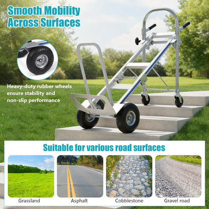 2 in 1 Industrial Convertible Utility Trolley Platform Cart 1000 LBS Capacity Collapsible Truck Heavy Duty with Wheels for Transport & Moving in Warehouse Home