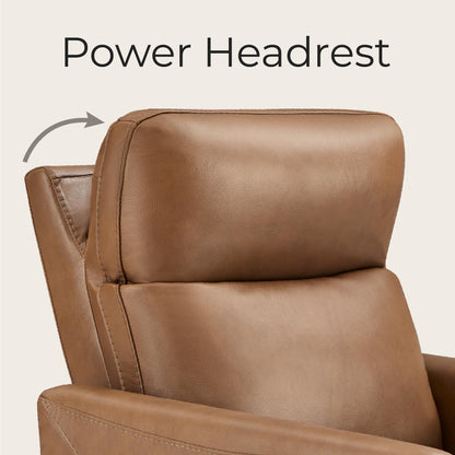 CHITA Genuine Leather Power Recliner Chair for Adults, Electric Wall Hugger Recliner for Small Spaces, Modern Living Room and RV Recliner Chair with Adjustable Power Headrest & Charging Ports, Brown