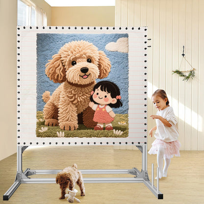 Kerty 70 Inches Extra Large Rug Tufting Frame, Aluminum Metal Tufting Frame Kit for Rug Making, A Safer Tufting Cloth Stand for Tufting Beginners and Lovers