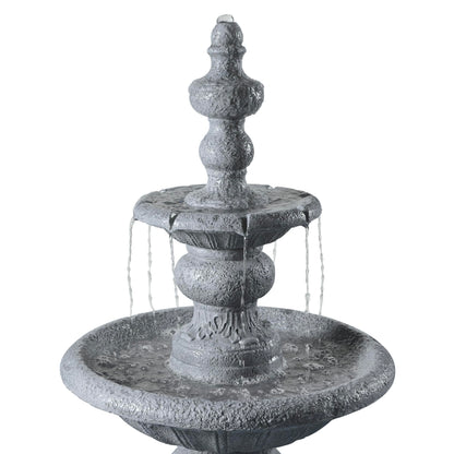 Teamson Home 52.56 in. Outdoor Two-Tier Water Fountain with Realistic ICY Stone Texture for Outdoor Living Spaces Creating a Calming Oasis for Gardens, Landscaping, Patios, Balconies, Lawns, Gray