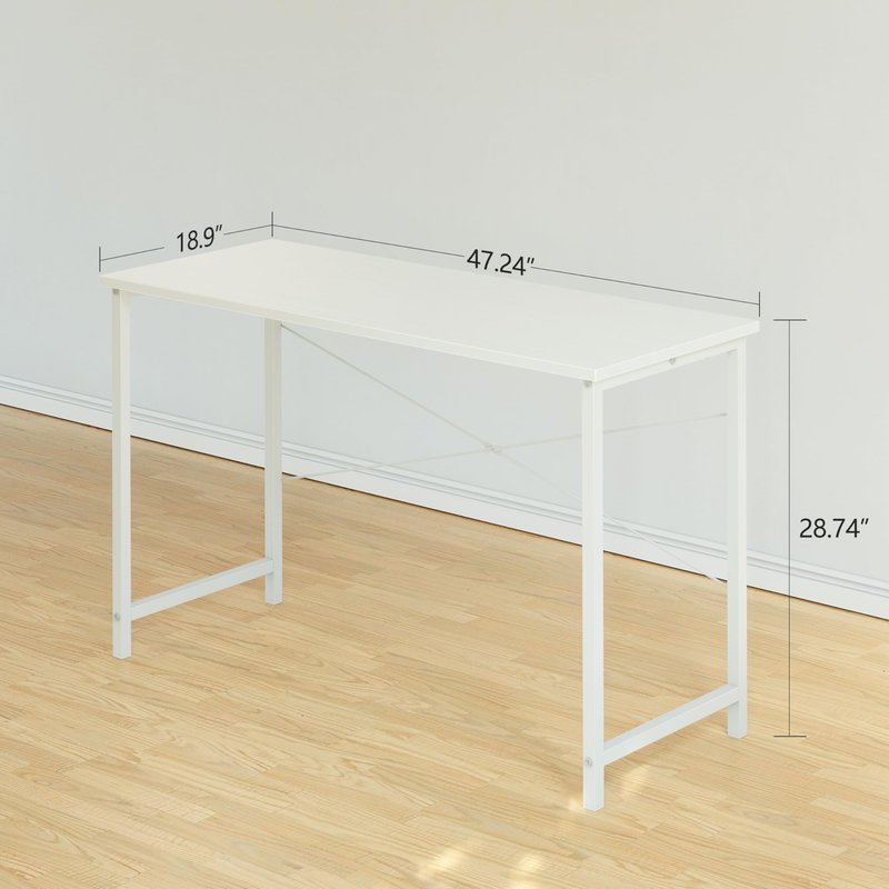 Cubiker Computer Desk, 47 inch Small Home Office Desk for Small Spaces, Modern Simple Style for Home, Office, Warm White