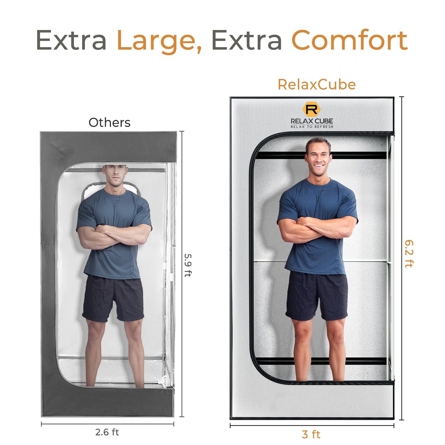 RelaxCube Portable Steam Sauna Pro 1500W 3L, Sauna Tent with Ergonomic High Back Sauna Chair, Full Body Personal Sauna Box for Home Spa Indoor, 75”x35”x35” XL Size, Gray