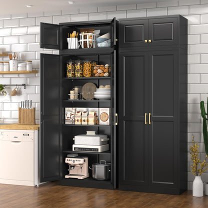 Polup Kitchen Pantry Cabinet, 86 Inch Tall Metal Storage Cabinet, Large Pantry cabinets with Doors and Shelves, Black Storage Cabinets for Garage, Living, Dining, Office, Bathroom, Assembly Required