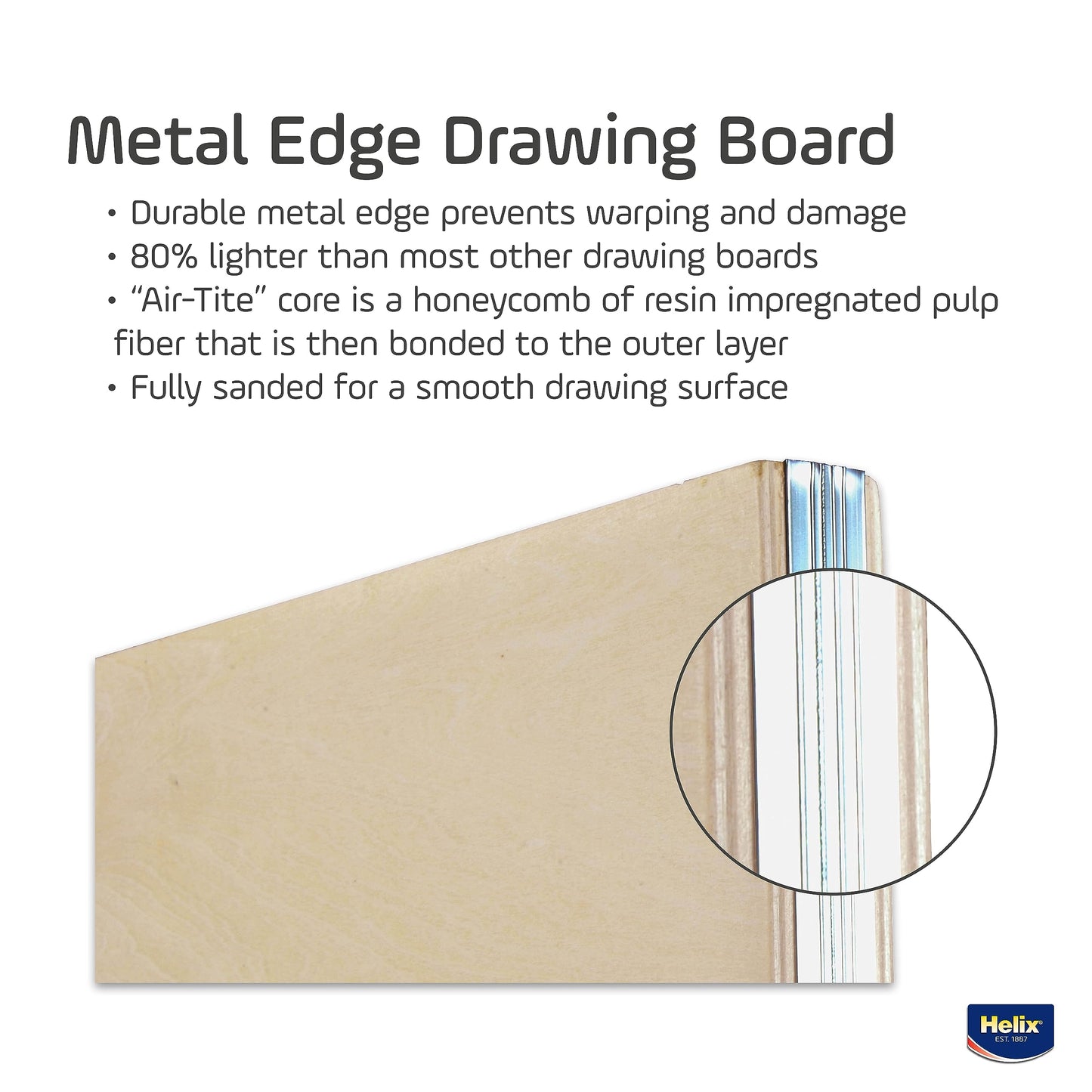 Maped - Helix Wooden Lightweight Drawing Board 20 x 26 Inch - Sketching Outdoors - Warp-resistant Design - Prevents Warping & Perfect for T-Squares - Portable and Lightweight