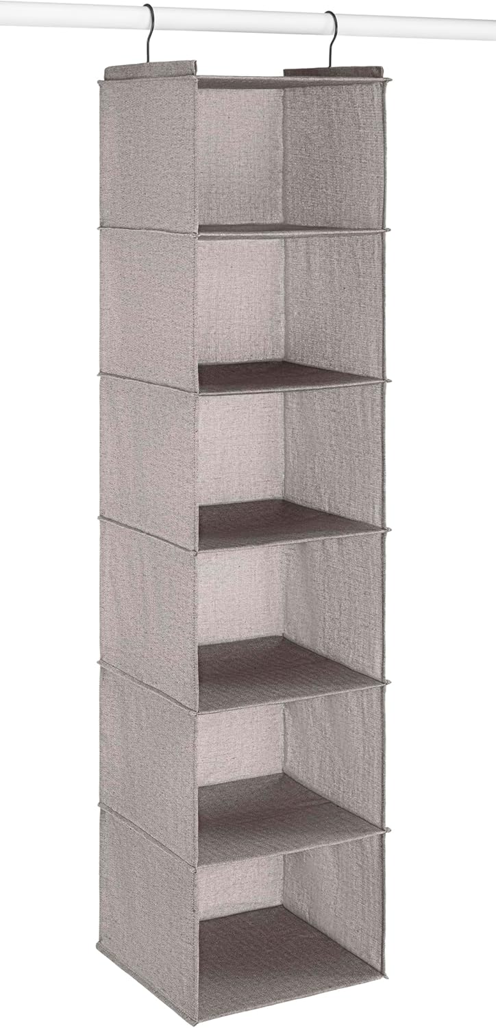6 Closet Whitmor Hanging Accessory Shelves - Section Organizer - Light Grey