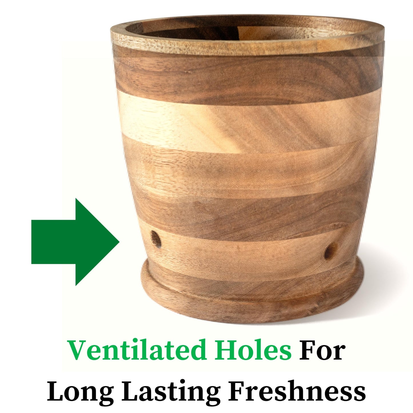 Jean Lemond Introducing The Always Fresh Acacia Garlic Keeper For Counter. A Crafted Large Garlic Storage Jar. A Rustic Garlic Holder Container Pot Saver With Lid. (Large (Fits 5 Heads))