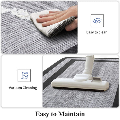 Mattitude Kitchen Mats Set of 2,Cushioned Anti-Fatigue Non-Skid Rug Sets Ergonomic Comfort Standing Mat for Kitchen, Floor, Office, Sink, Laundry, Black and Gray