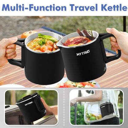 HYTRIC Travel Electric Kettle, 650ML Foldable Small Electric Kettle, Stainless Steel Portable Kettle with Dual Power Control, Collapsible Small Kettle Electric, Auto Shutoff & Boil Dry Protection