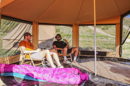 WHITEDUCK Altimus Canvas Tent with Stove Jack, Waterproof, 4 Season Luxury Camping and Glamping Tent Outdoor (18', Water Repellent, Sandstone Beige)