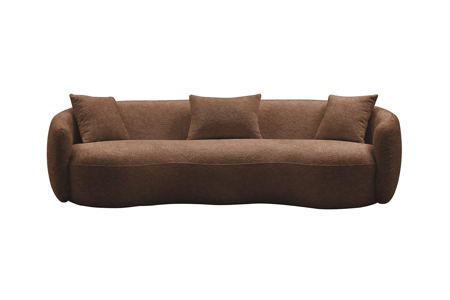 KEIKI 94" Boucle Half Moon Curved Sectional Sofa with 3 Throw Pillows, 4-Seater Teddy Fleece Leisure Couch with Curved Backrest, Easy Assembly, for Apartment, Living Room, Bedroom, Orange