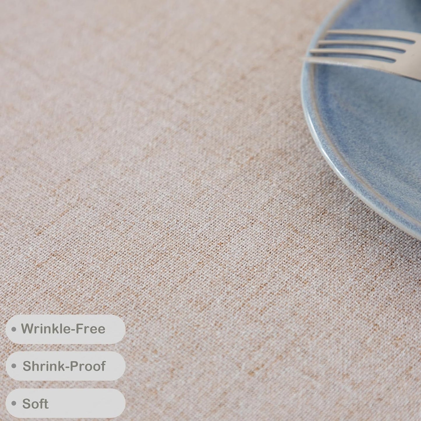 24 Inch Linen Small Round Tablecloth Beige Washable Wrinkle Resistant Table Cover with Tassels Farmhouse Decorative