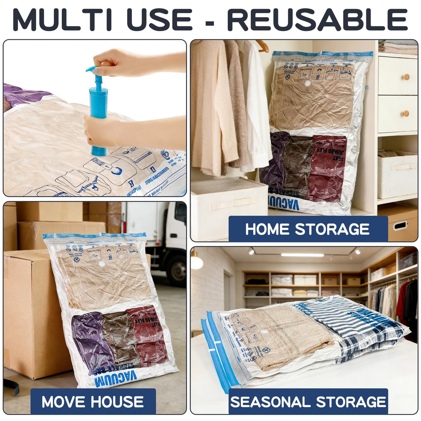 XXL Jumbo Vacuum Storage Bags, 47''X35'' Extra Large Space Bags for Blanket, Bedding, Comforters (4-XXL)