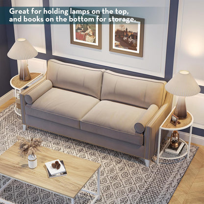 19.7'' 2 18.7"*10.4" SAYGOER Small End Table Half Moon Side Table for Living Bed Room Tier Bed Night Stand Sofa Couch