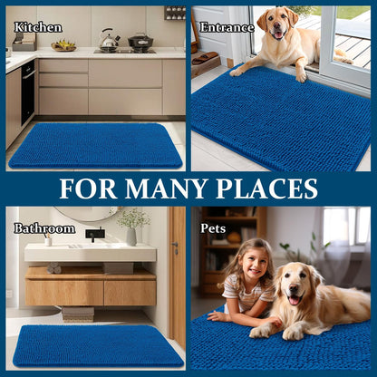 OLANLY Dog Door Mat - Absorbent Non-Slip Mud Mat for Indoor Use | 54x24 Deep Navy Blue