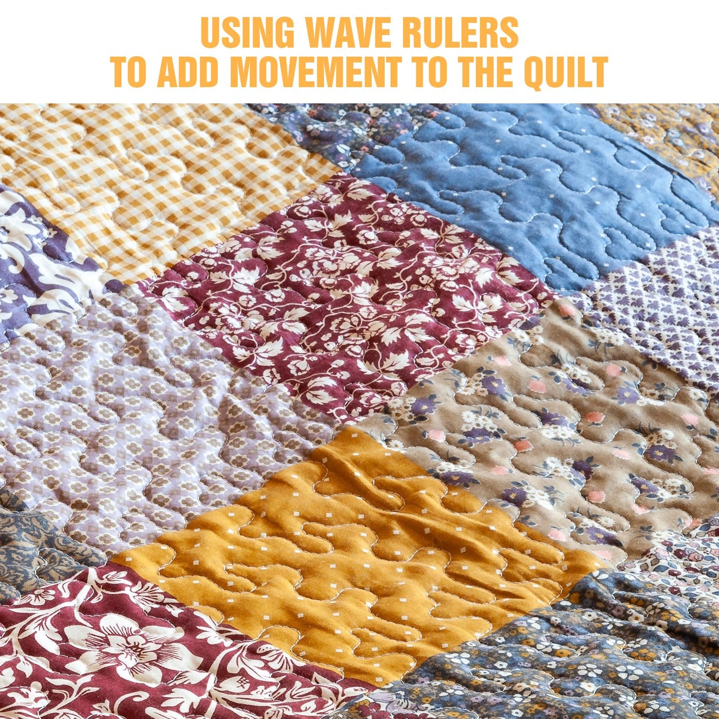 5 Pcs Wave Quilting Rulers and Templates Set, Quilting Ruler and Templates Waves Ruler Acrylic Quilting Templates for Machine Quilting Free Motion Quilting Stencils Wavelengths Sewing Rulers