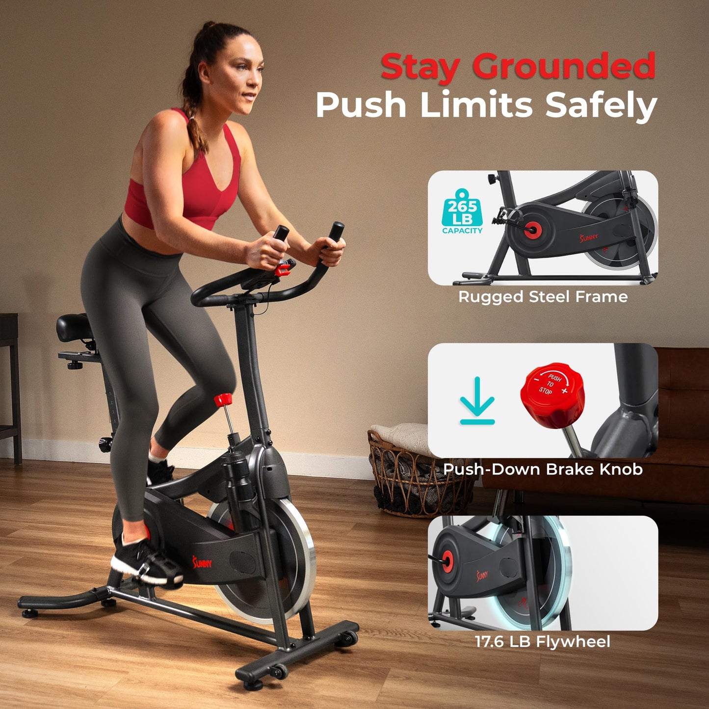 Sunny Health & Fitness ACTIVE Smart Cycling Exercise Bike, Magnetic Resistance Plus 4-Way Adjustable Cushion Seat, Home Stationary Training Equipment, Free SunnyFit App Bluetooth Link – SF-B124066