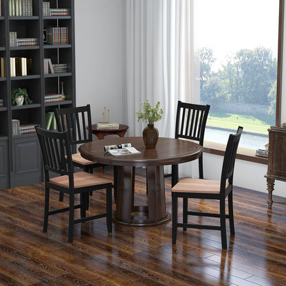Giantex Wooden Dining Chairs Set of 4, Farmhouse Kitchen Chair with Rubber Wood Legs, Easy to Assemble Armless Dining Side Chairs, Dining Room Chairs, Black