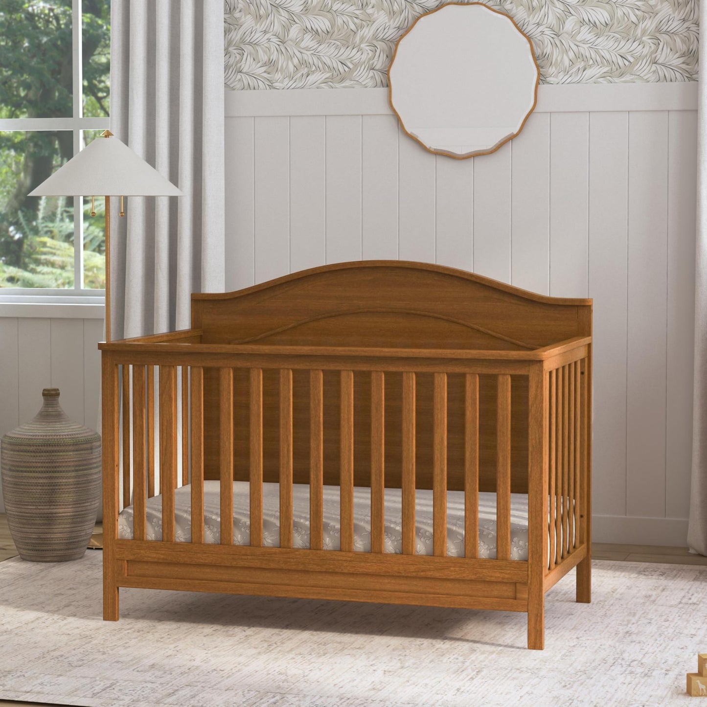 Davinci Charlie 4-in-1 Convertible Baby Crib - GREENGUARD Gold Certified Convertible Crib to Toddler Bed, Daybed, Full-Size Wooden Bed, Durable, 4 Adjustable Mattress Heights - Chestnut