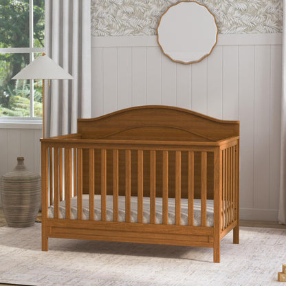 Davinci Charlie 4-in-1 Convertible Baby Crib - GREENGUARD Gold Certified Convertible Crib to Toddler Bed, Daybed, Full-Size Wooden Bed, Durable, 4 Adjustable Mattress Heights - Chestnut