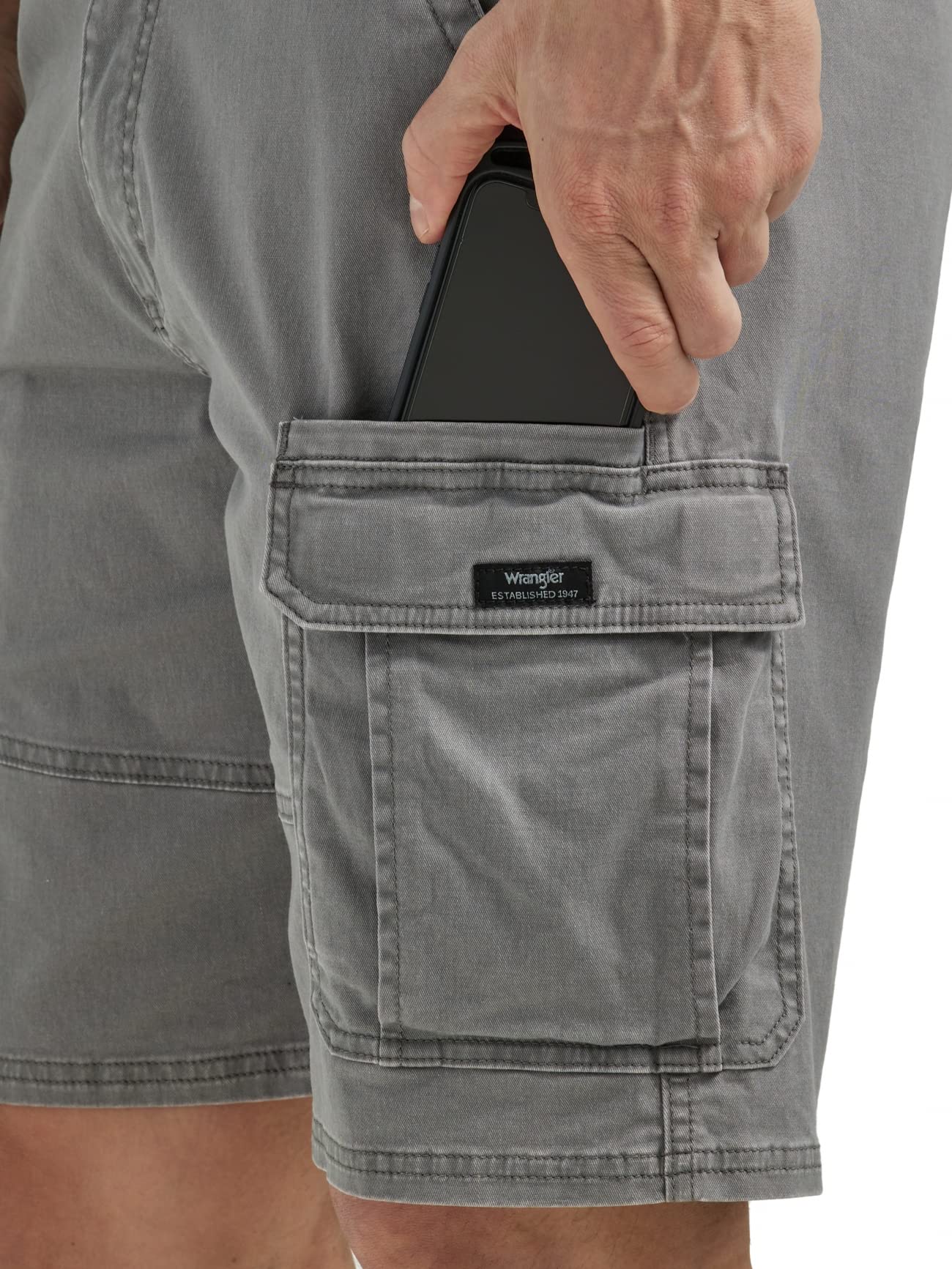 Wrangler Authentics Men's Classic Cargo Stretch Short, Gunmetal, 36