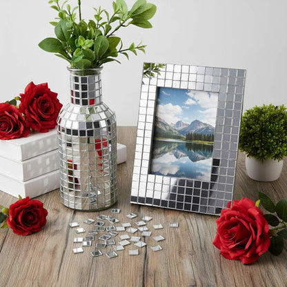 16200-Piece Self-Adhesive Disco Ball Mosaic Tiles, 5x5mm Square Mirror Glass Tiles for DIY Crafts, Art Projects and Party Decor (Silver)