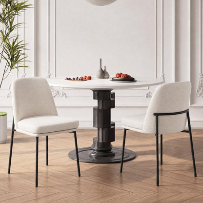 COLAMY Dining Chairs Set of 4, Modern Dining Chairs, Fabric Upholstered Dining Chairs, Kitchen Chairs with Curved Back and Metal Legs for Dining Room Kitchen Restaurant, Beige