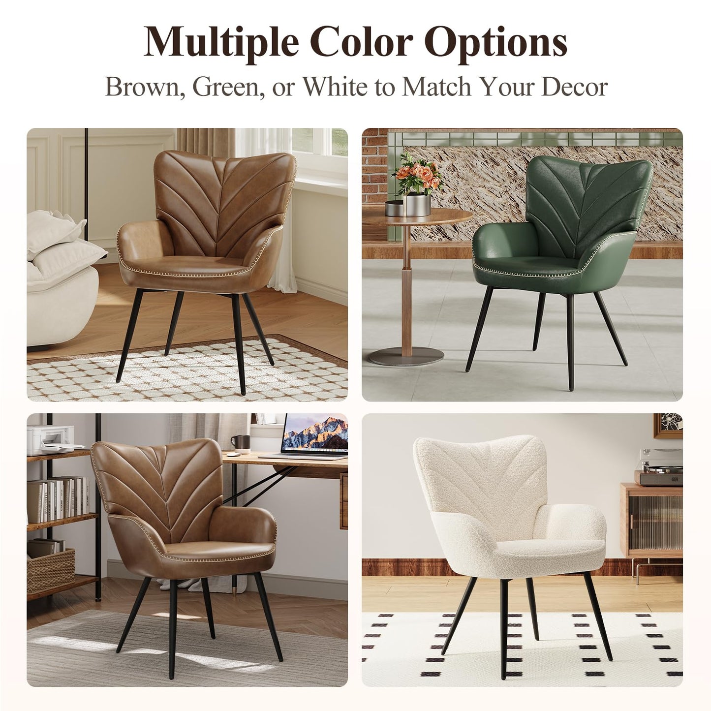 MALOL Mid-Century Sherpa Upholstered Accent Chair, Cozy Armchair with Curved Backrest, Sturdy Metal Legs, Soft Fabric Chair for Living Room, Bedroom & Reading Area,Beige