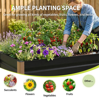 IDEALHOUSE 94 x 39 x 16 in Aluminum Raised Garden Bed, Open Bottom Planter Box Kit, Rounded Safety Corners, Protective Edge Trim, Gray